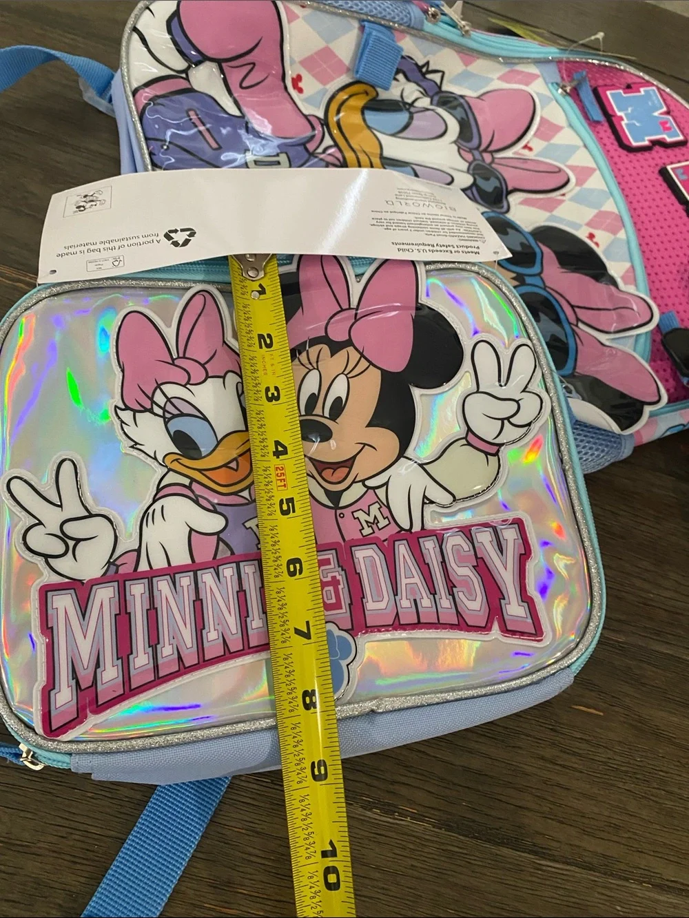 Disney Minnie & Daisy Pink and Light Blue Kids Backpack with Lunch Bag